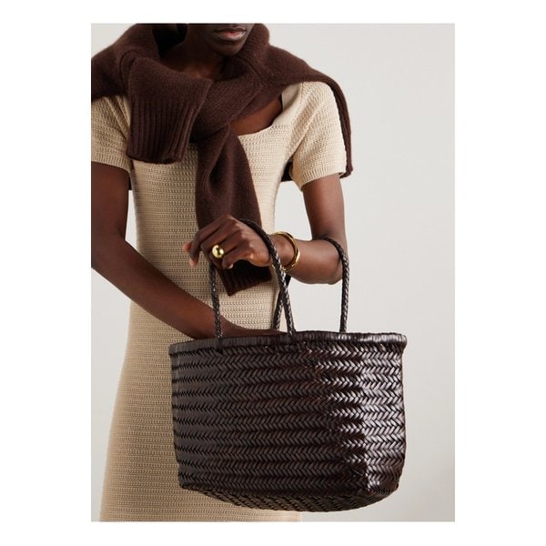 뱀부 트리플 점프 우븐 가죽 토트 다크 브라운 1647597330046994