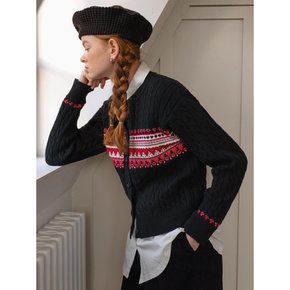 Cest_Red heart twist knitted cardigan