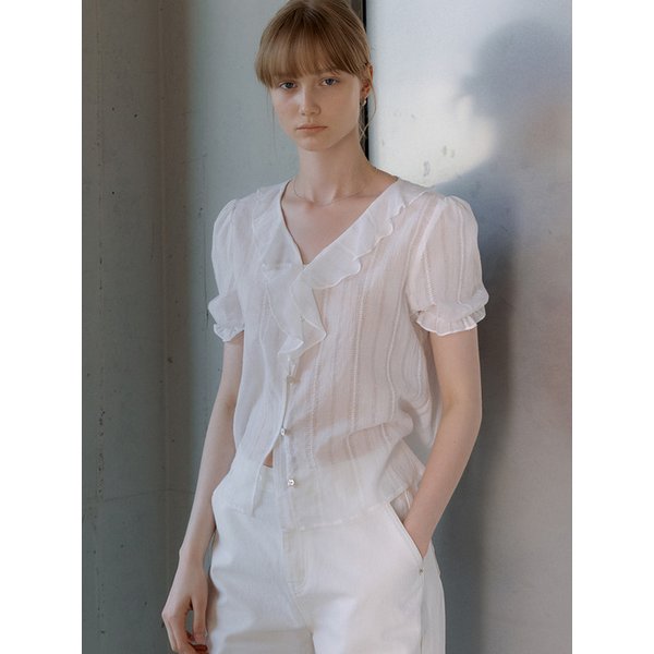 sheer ruffle blouse (white) orc 6027
