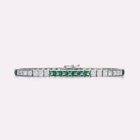 Bicolor Seven Emerald Tennis Bracelet SSKA107BWG160