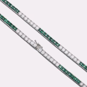 Bicolor Seven Emerald Tennis Bracelet SSKA107BWG160