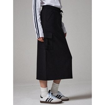 어썸스튜디오 카고 스웨트 롱 스커트 블랙