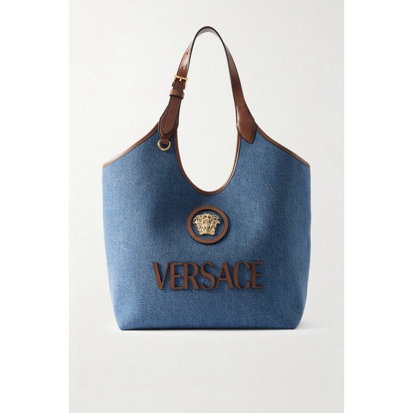 라 메두사 가죽 트리밍 데님 토트백 46376663162989868