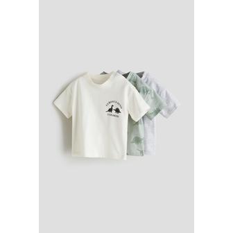 H&M 티셔츠 3피스 세트 라이트 그린/공룡 1126052010
