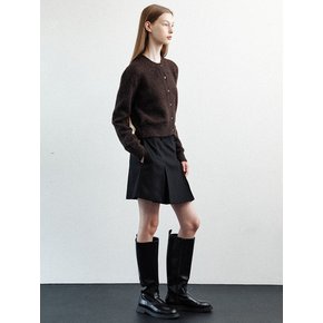 wool pleat mini skirt (black)