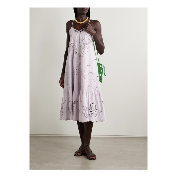 아일라 브로드리 앙글레즈 코튼 미디 드레스 라일락 46376663162873820