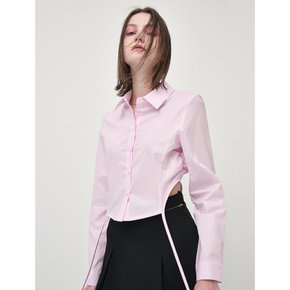 Side Shirring Slim Shirt, Pink