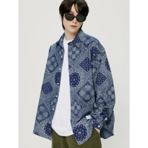 QT PAISLEY OVERSIZE SHIRT-BLUE