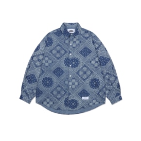 QT PAISLEY OVERSIZE SHIRT-BLUE