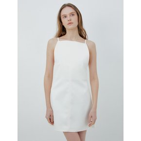 STITCHED SATIN MINI DRESS (WHITE)