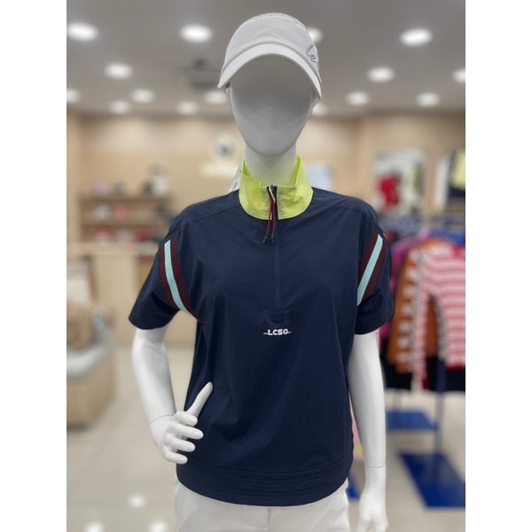 [여주점] _여성 배색 밴드 포인트 우븐 반집업 티셔츠GQ122LTS35