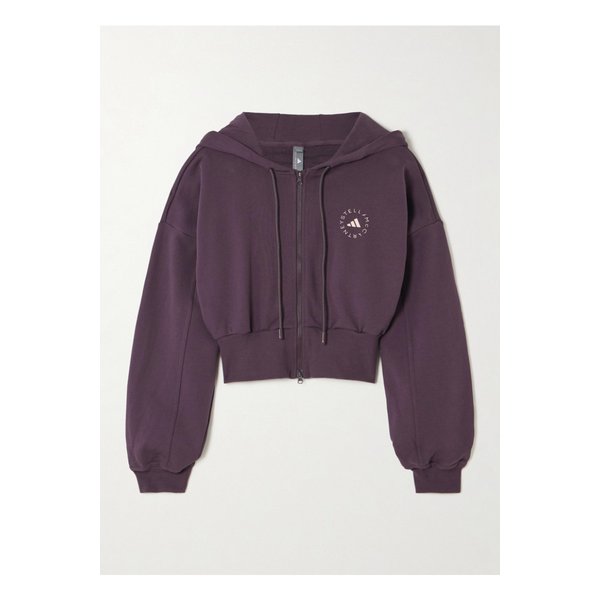 바이스텔라매카트니 트루캐주얼 크롭 로고 코튼 저지 후디 퍼플 1647597343818707