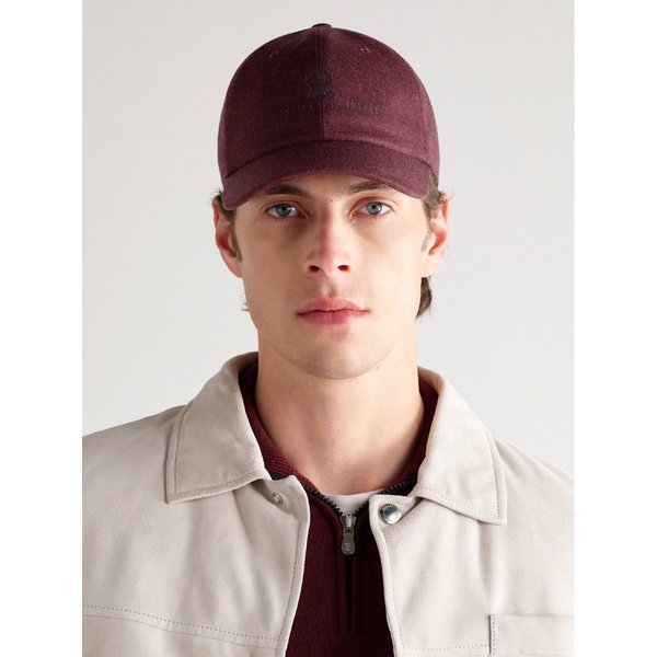 브루넬로쿠치넬리 로고 자수 가죽 트리밍 울 플란넬 베이스볼 캡 46376663162948153