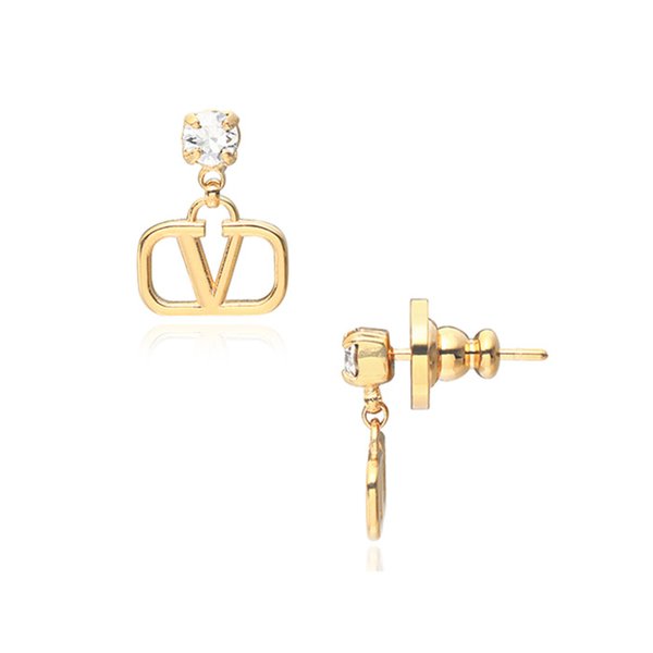 6W2J0H29 YCW MH5 (J0H29 YCW MH5) 가라바니 V로고 크리스탈 드롭 귀걸이