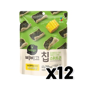 CJ 비비고칩 스위트콘 김부각스낵 40g x 12개