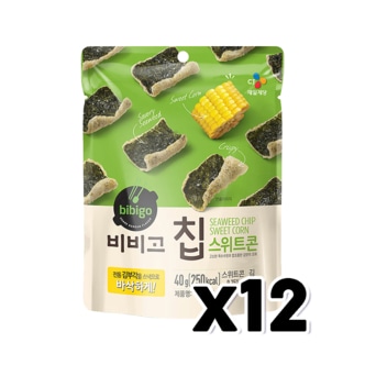  CJ 비비고칩 스위트콘 김부각스낵 40g x 12개