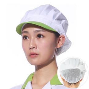 연두단색 반망사 주방 위생모자