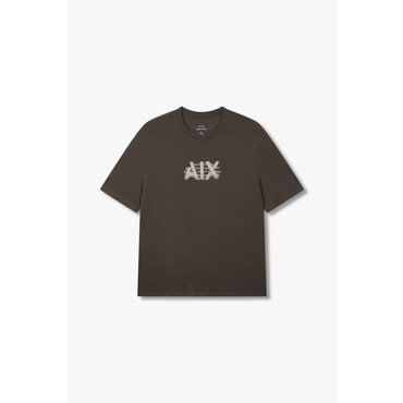ARMANI EXCHANGE AX 남성 로고 레터링 프린트 티셔츠-올리브(A414330013)