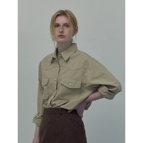 Refined Wash Cotton Cuting Shirts(beige)