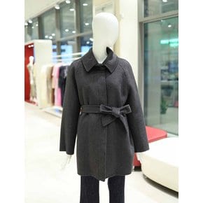 [여주점] 여성 넥 비죠 울 혼방 벨티드 하프 코트 YW5WH003
