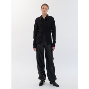 faux leather cargo jogger pants (black)