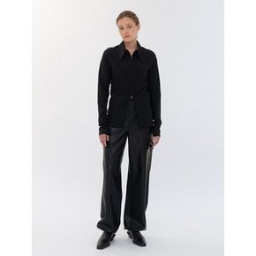 faux leather cargo jogger pants (black)