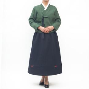 여자  누비  저고리 치마 세트  투피스 녹색 (S7299447)