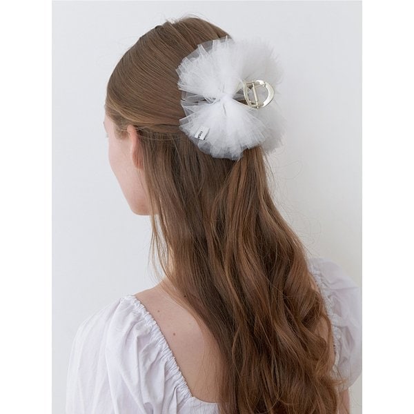 tutu mesh ribbon claw - white