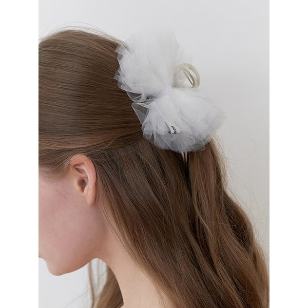 tutu mesh ribbon claw - white