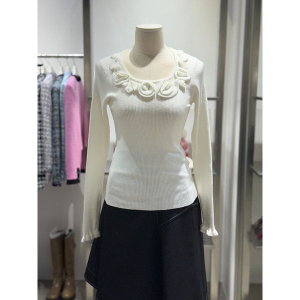 [여주점] 러플 슬림 골지 니트 ES1JK208