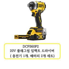 DCF860P2 디월트20V충전임팩드릴 20V5.0Ah배터리2개충전기1개 SET