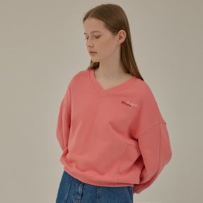 V-neck loose fit sweat shirt_Pink