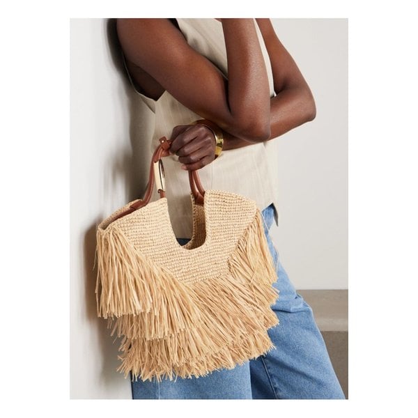 골든타임 스몰 프린지 라피아 토트백 46376663162854500