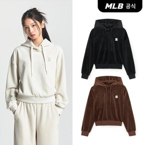 [코리아공식] [MLB] 여성 베이직 골지 벨로아 크롭 후드티 (3 COLOR)