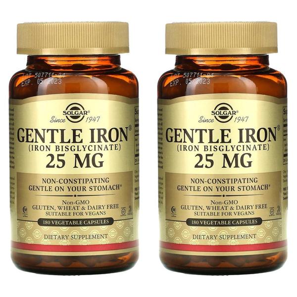 미국직구 Solgar 솔가 젠틀 아이언 25mg 180베지캡슐 2팩 Gentle Iron