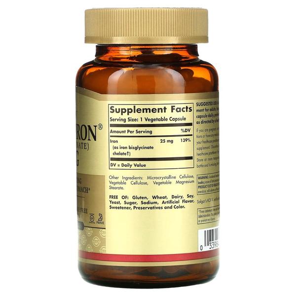 미국직구 Solgar 솔가 젠틀 아이언 25mg 180베지캡슐 2팩 Gentle Iron