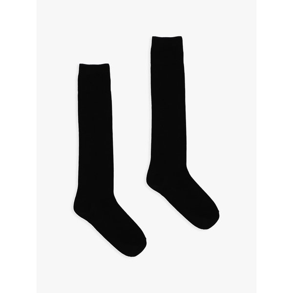 [2EA 1SET] BASIC KNEE HIGH SOCKS_BLACK