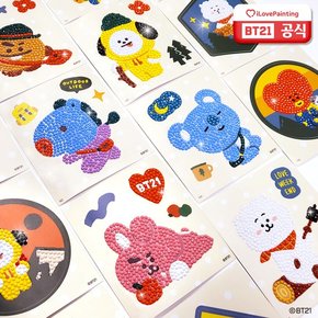 DIY 보석십자수 BTS 굿즈 데코 스티커 BT21 그린 9.5x11