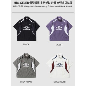 남녀공용 HBL CELEB 물결블록 우븐셋업 반팔 스탠넥 아노락 UP221CWT53