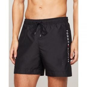 Tommy Hilfiger Original Logo Mid Length Swim Shorts - Black