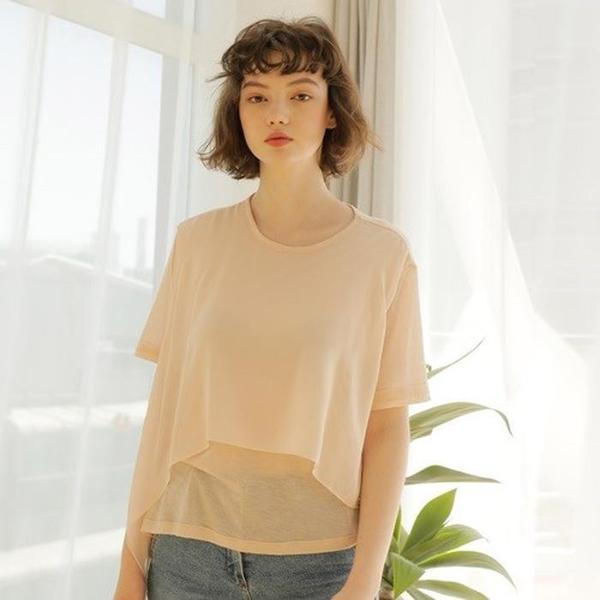 [와드로브] UNBALANCE CHIFFON LAYERED T-SHIRTS_BE(1)