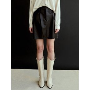 LEATHER MINI SKIRT_DEEP BROWN