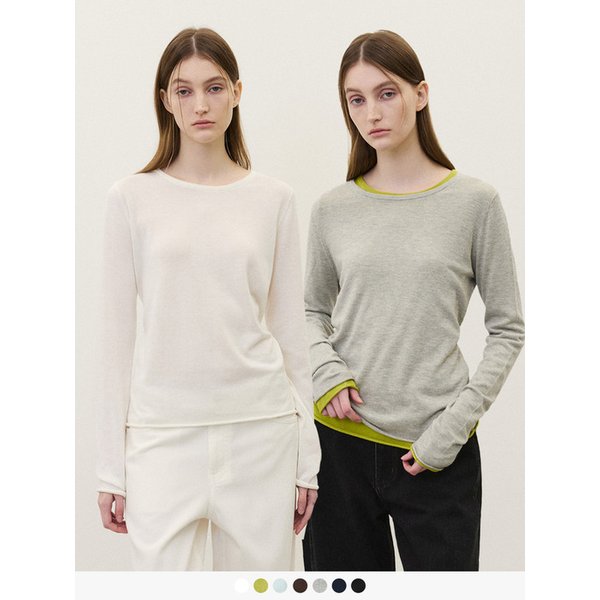 (우먼)코튼 모달 컷오프 슬리브 니트 - 7 COLOR