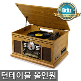 브리츠 [브리츠 공식대리점]LP 턴테이블 블루투스 라디오/ CD플레이어/ 카세트/ USB/ SD카드/ 레트로 스피커/ BZ-TP070 SNT