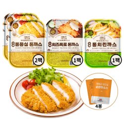 유혜광 수제통등심돈까스4장(2팩)+치킨까스 2장(1팩) + 치즈폭포돈까스1장(1팩)+수제생과일순한맛소스 4봉