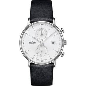 미국 융한스 막스빌 시계 Junghans Form C Chronoscope 쿼츠Matt Silver 워치 블랙 Calfskin 041