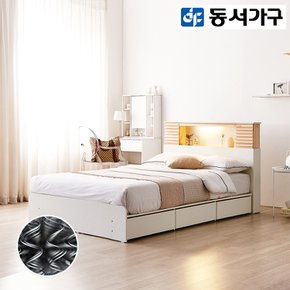 동서가구 블랑 편백 LED헤드 3서랍 SS수납침대+양면매트 DF920313