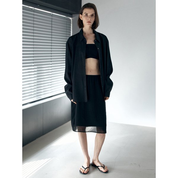 chiffon midi skirt_blak