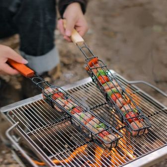 제이큐 BBQ 핫도그 바베큐 꼬치 숯불구이 직화 철소재 캠핑