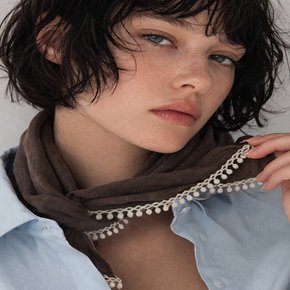 AK수원점 질스튜어트 면 100% 브라운 코튼 테슬 스퀘어 스카프 JASC6E113W3
